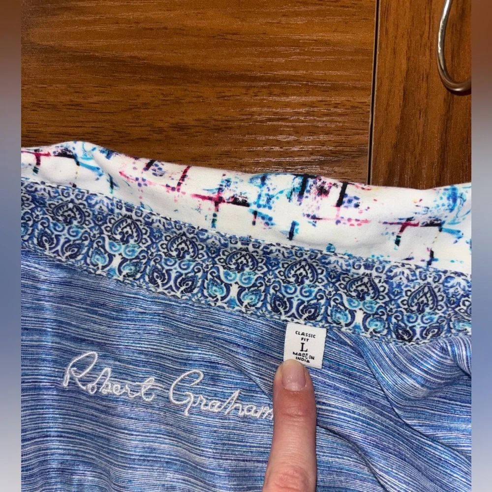 Robert Graham Shirt Mens L Cotton Short Sleeve Button Up